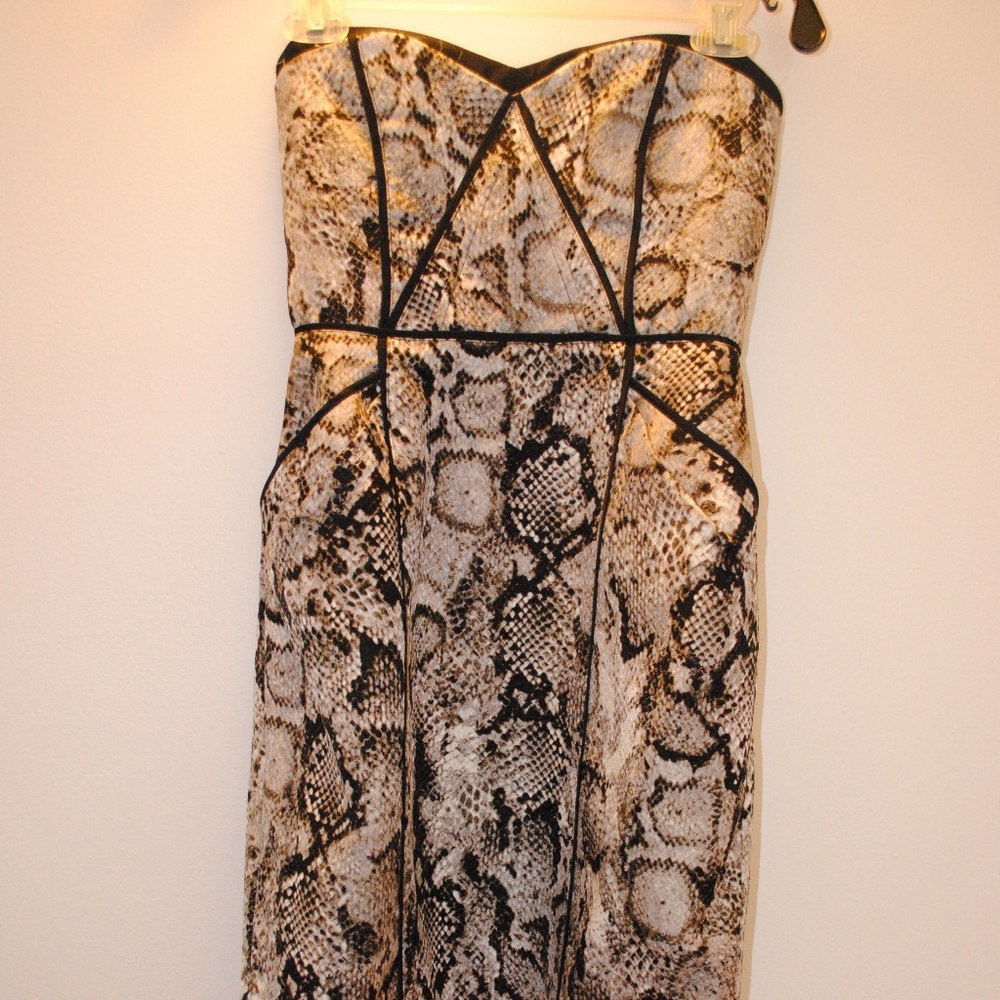 BCBG Jacquard Snakeskin Print Cocktail Dress